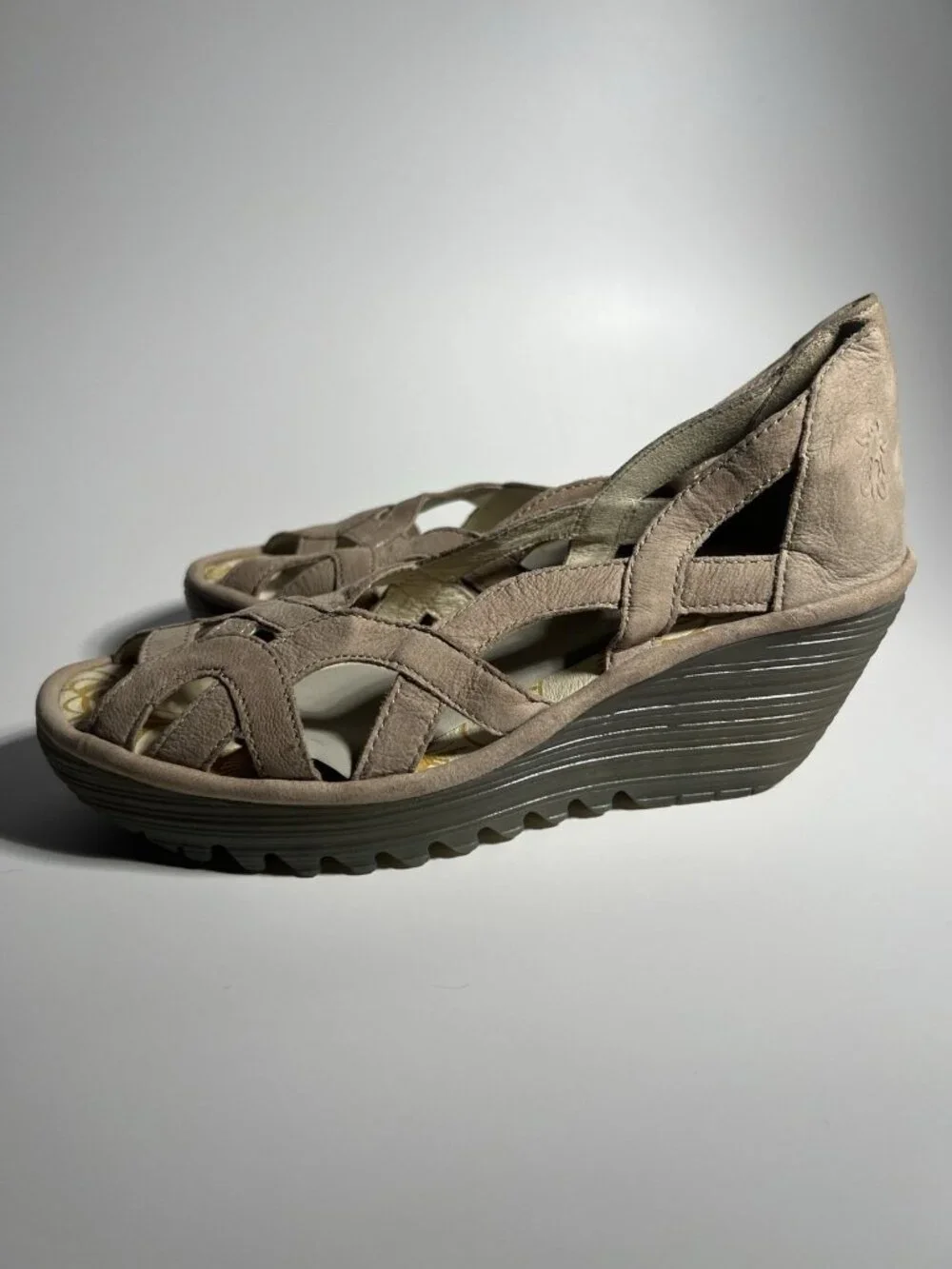 Fly London Yadi Leather Wedge Shoes Olive Green Women’s EU 38 US 7.5